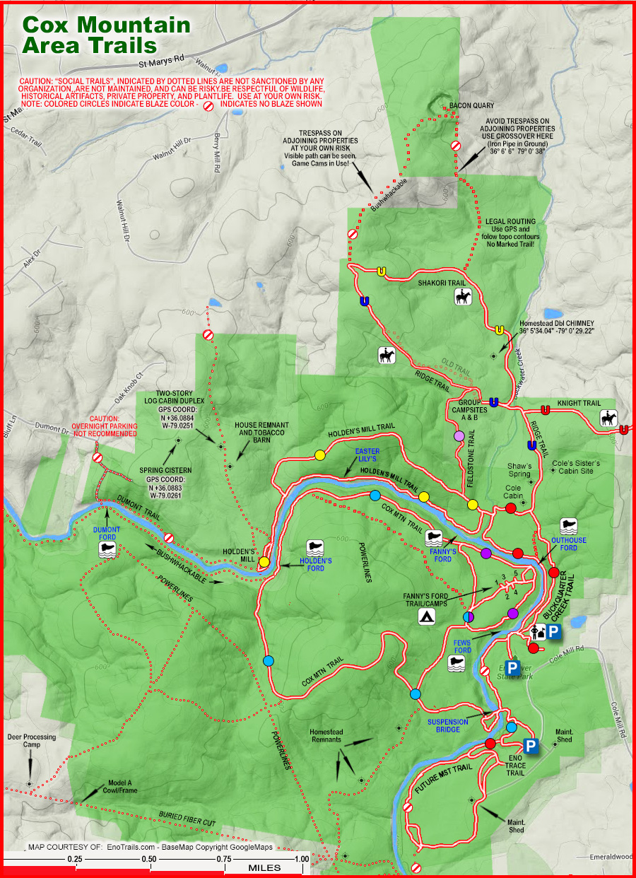Map of this Eno River Trail